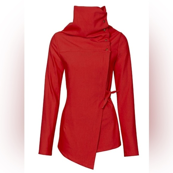 Melow By Melissa Bolduc Jackets & Blazers - [L]Melow by Melissa Bolduc Stylish Red ISABEAU JACKET Asymmetrical CA NWOT